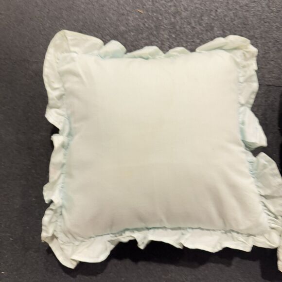 Vintage Pair (2) Square Ruffle 12" Throw Pillows Light / Baby Blue Cottagecore - Picture 2 of 4